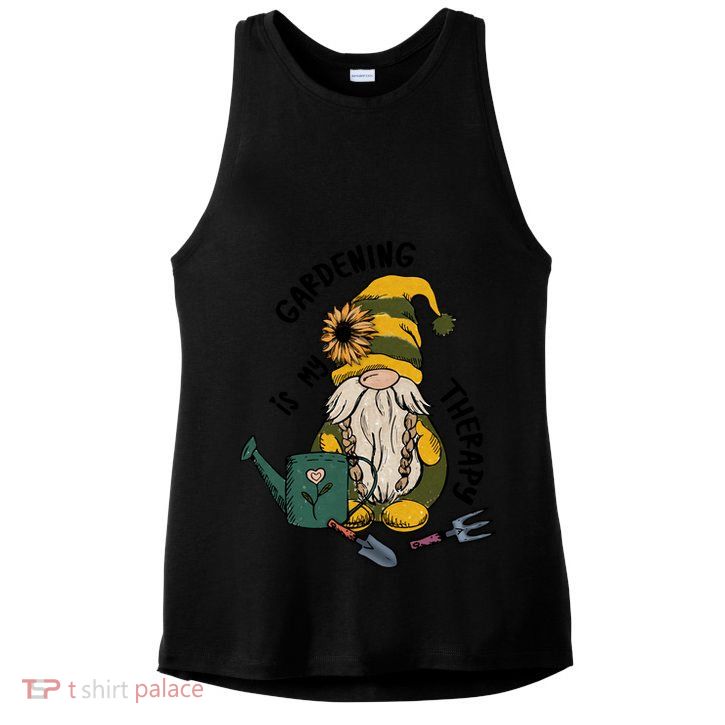 Gardening Is My Therapy Gnome Ladies PosiCharge Tri-Blend Wicking Tank