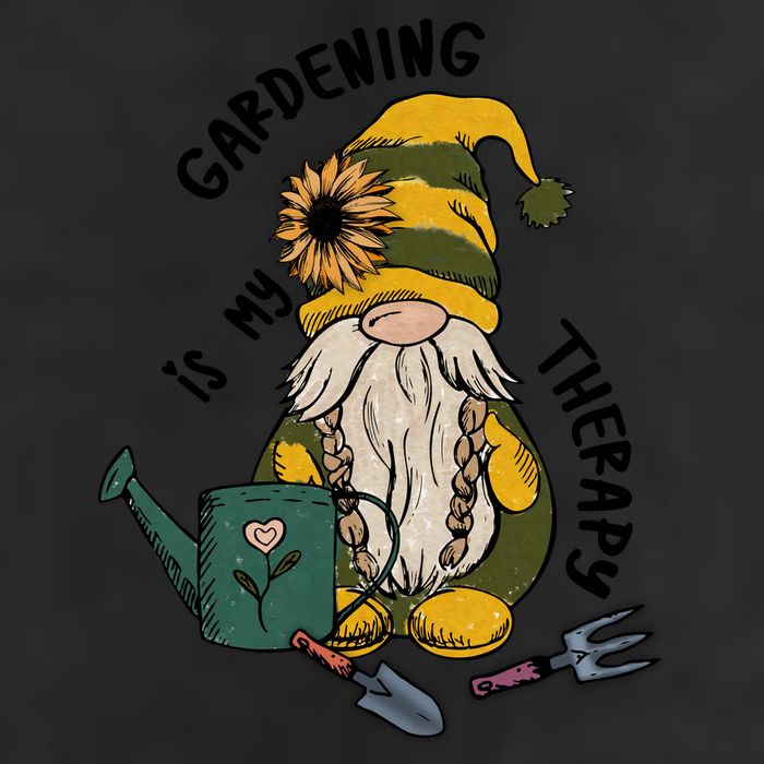 Gardening Is My Therapy Gnome 7 Panel Mesh Trucker Snapback Hat