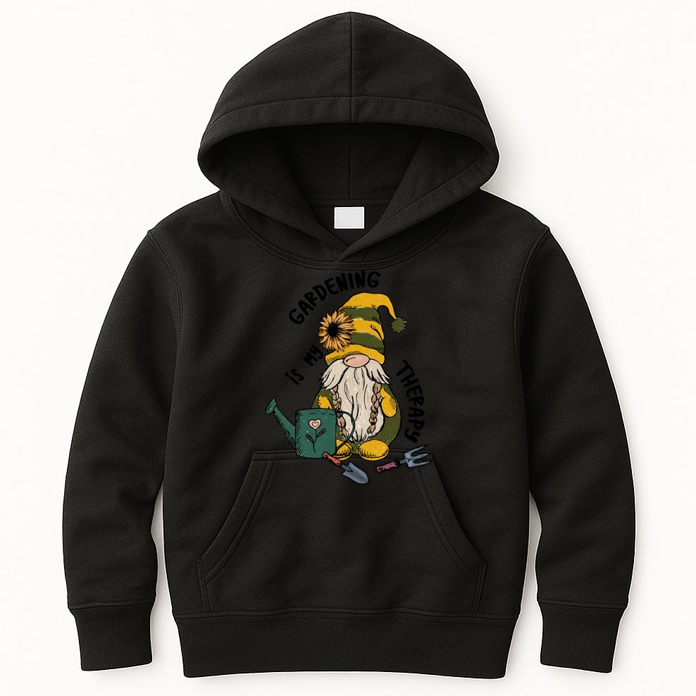 Gardening Is My Therapy Gnome Kids Hoodie