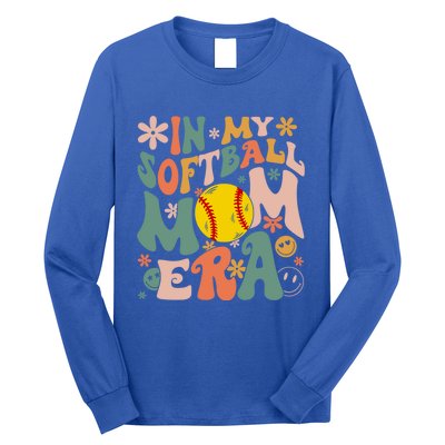 Groovy In My Softball Mom Era Mom Life Game Day Vibes Gift Long Sleeve Shirt