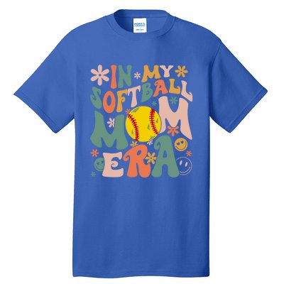 Groovy In My Softball Mom Era Mom Life Game Day Vibes Gift Tall T-Shirt