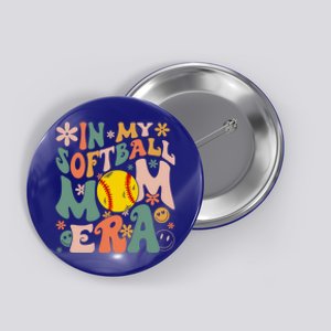 Groovy In My Softball Mom Era Mom Life Game Day Vibes Gift Button