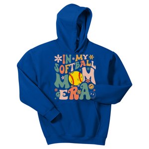 Groovy In My Softball Mom Era Mom Life Game Day Vibes Gift Kids Hoodie