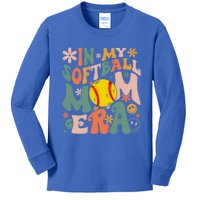 Groovy In My Softball Mom Era Mom Life Game Day Vibes Gift Kids Long Sleeve Shirt