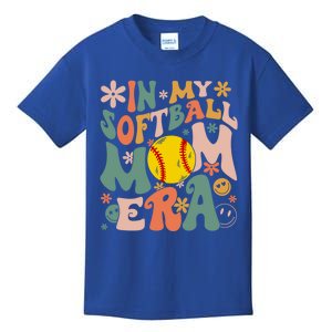 Groovy In My Softball Mom Era Mom Life Game Day Vibes Gift Kids T-Shirt