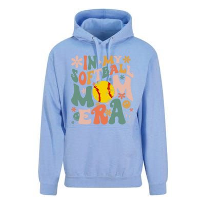 Groovy In My Softball Mom Era Mom Life Game Day Vibes Gift Unisex Surf Hoodie