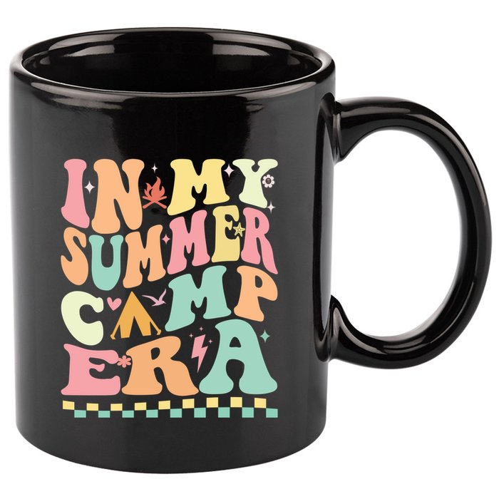 Groovy In My Summer Camp Era Retro Summer Camping Gift 11oz C Handle Ceramic Mug