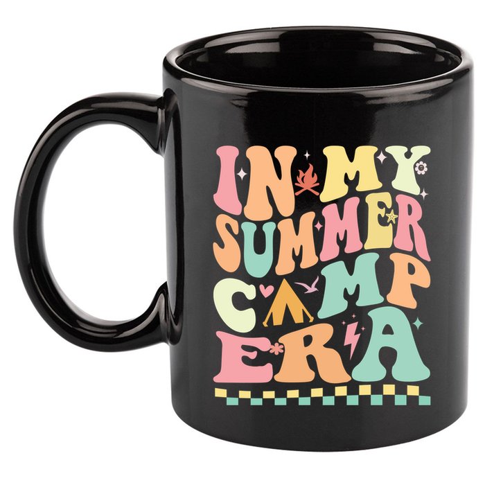 Groovy In My Summer Camp Era Retro Summer Camping Gift 11oz C Handle Ceramic Mug