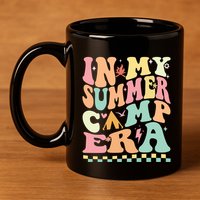 Groovy In My Summer Camp Era Retro Summer Camping Gift 11oz C Handle Ceramic Mug