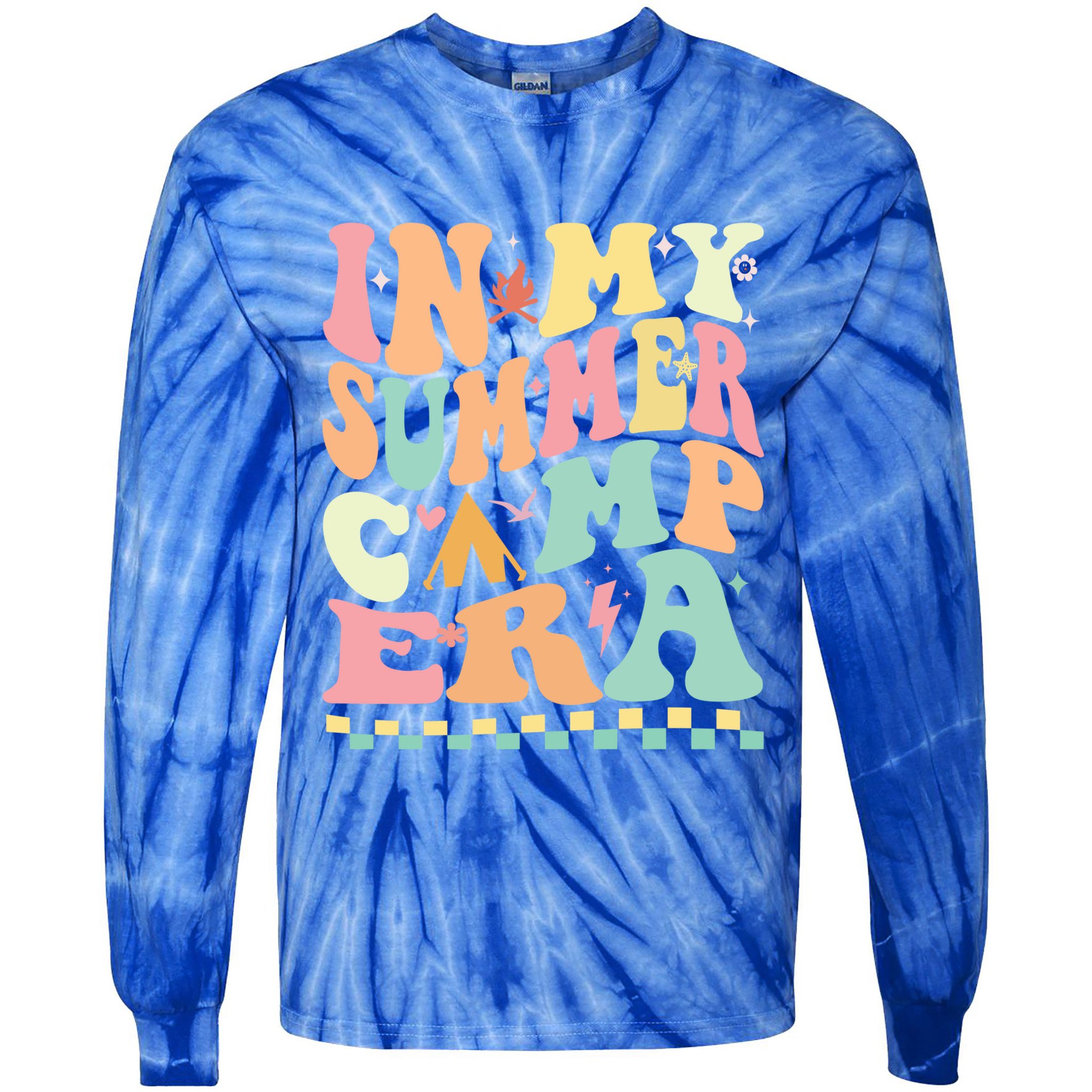 Groovy In My Summer Camp Era Retro Summer Camping Gift Tie-Dye Long Sleeve Shirt