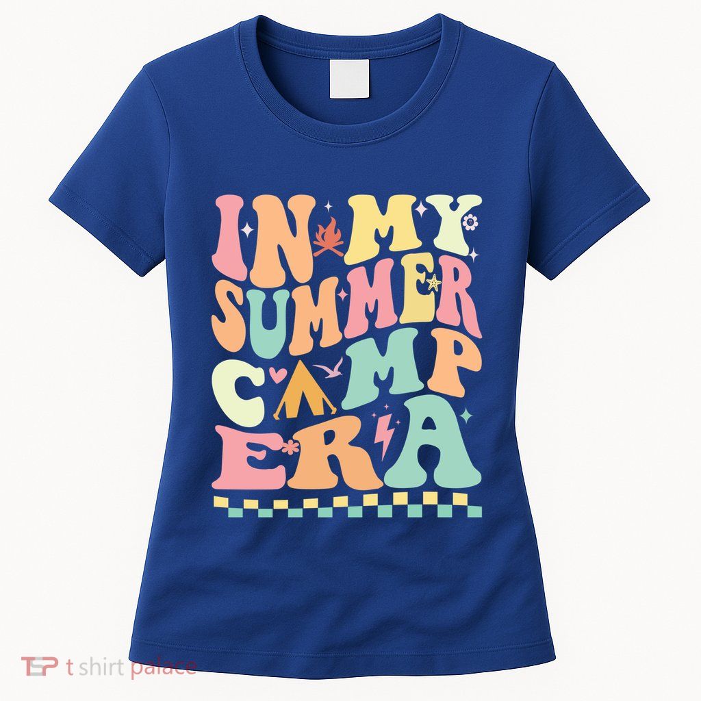 Groovy In My Summer Camp Era Retro Summer Camping Gift Womens T-Shirt