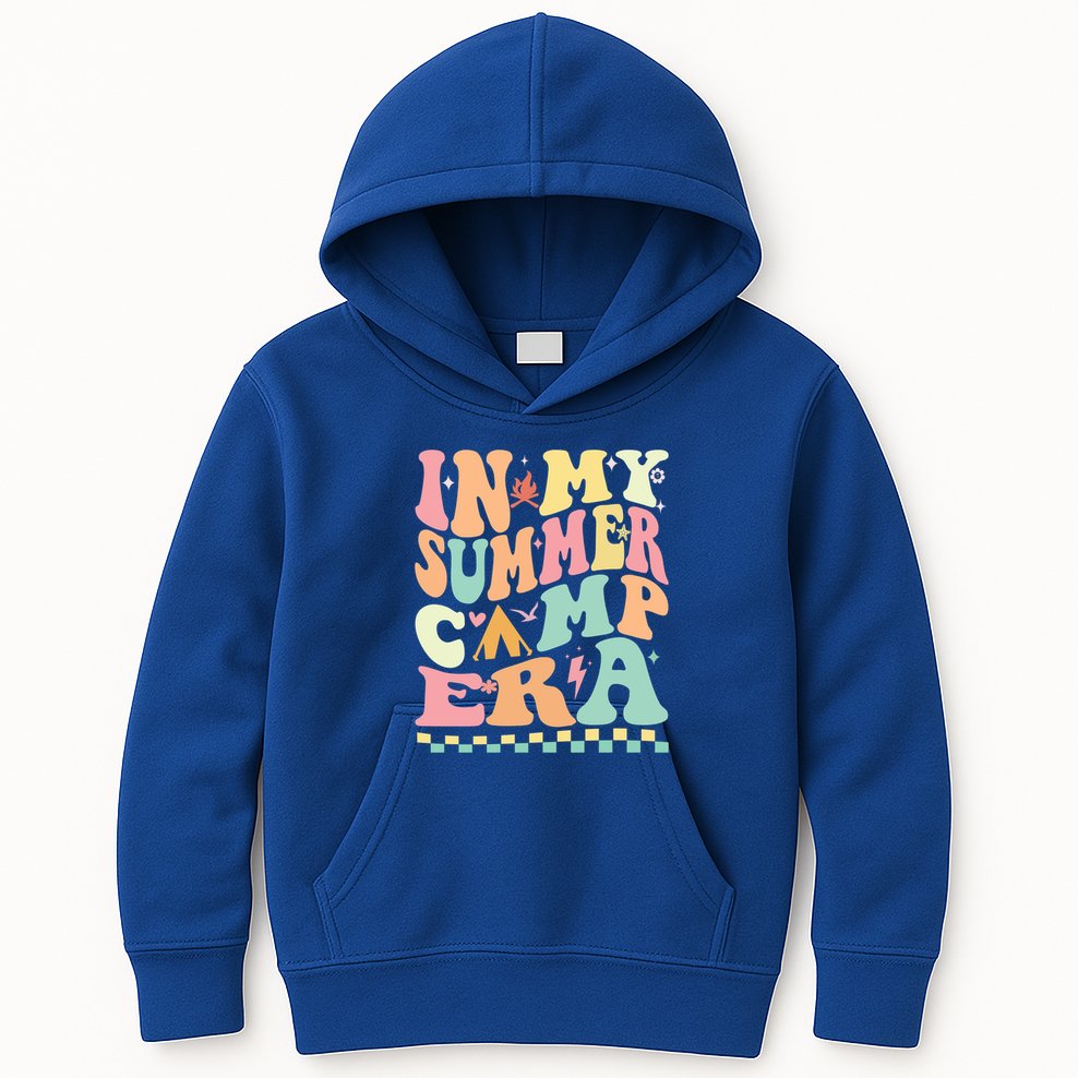 Groovy In My Summer Camp Era Retro Summer Camping Gift Kids Hoodie