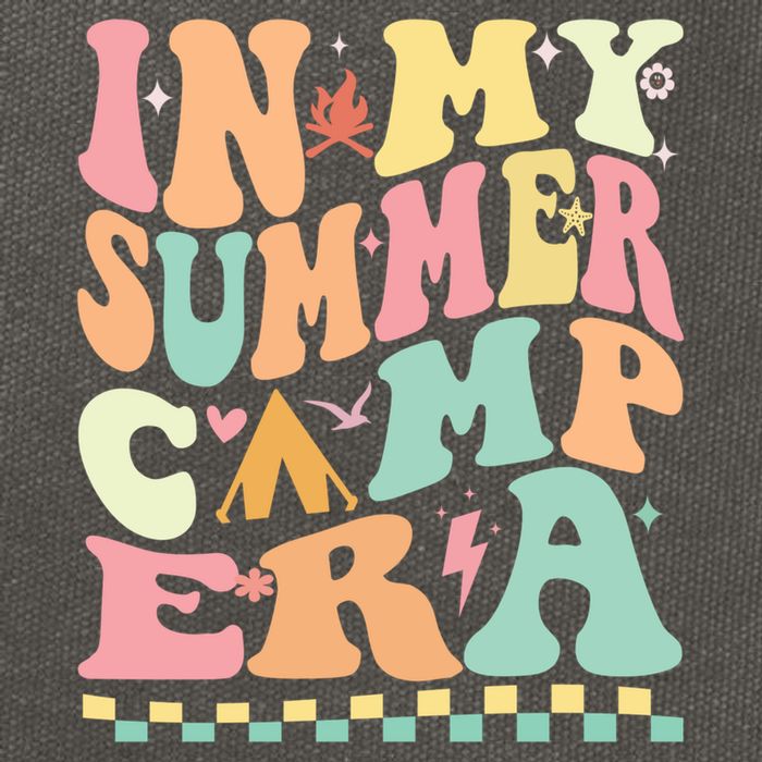 Groovy In My Summer Camp Era Retro Summer Camping Gift Cotton Canvas Backpack