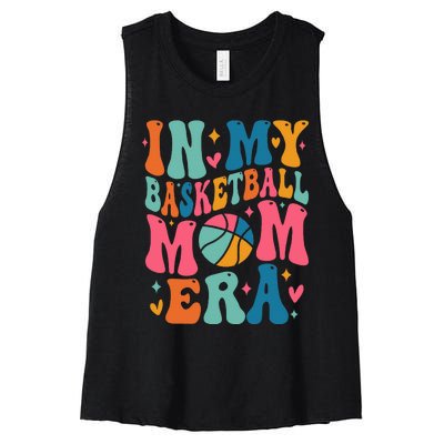 Groovy In My Basketball Mom Era Basketball Mama Mother Women's Racerback Cropped Tank