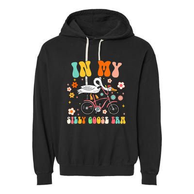 Groovy In My Silly Goose Era Funny Duck Saying Goose Meme Garment-Dyed Fleece Hoodie