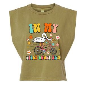 Groovy In My Silly Goose Era Funny Duck Saying Goose Meme Garment-Dyed Women's Muscle Tee