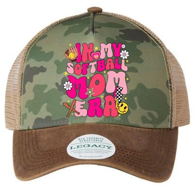 Groovy In My Softball Mom Era Mom Life Game Day Vibes Mama Legacy Tie Dye Trucker Hat