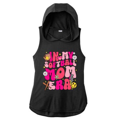 Groovy In My Softball Mom Era Mom Life Game Day Vibes Mama Ladies PosiCharge Tri-Blend Wicking Draft Hoodie Tank