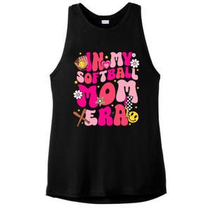 Groovy In My Softball Mom Era Mom Life Game Day Vibes Mama Ladies PosiCharge Tri-Blend Wicking Tank