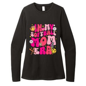 Groovy In My Softball Mom Era Mom Life Game Day Vibes Mama Womens CVC Long Sleeve Shirt