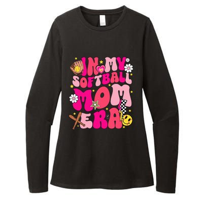 Groovy In My Softball Mom Era Mom Life Game Day Vibes Mama Womens CVC Long Sleeve Shirt