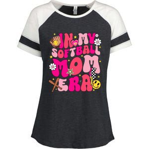 Groovy In My Softball Mom Era Mom Life Game Day Vibes Mama Enza Ladies Jersey Colorblock Tee