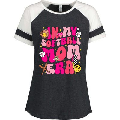 Groovy In My Softball Mom Era Mom Life Game Day Vibes Mama Enza Ladies Jersey Colorblock Tee