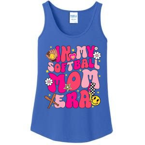 Groovy In My Softball Mom Era Mom Life Game Day Vibes Mama Ladies Essential Tank