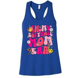 Groovy In My Softball Mom Era Mom Life Game Day Vibes Mama Women's Racerback Tank