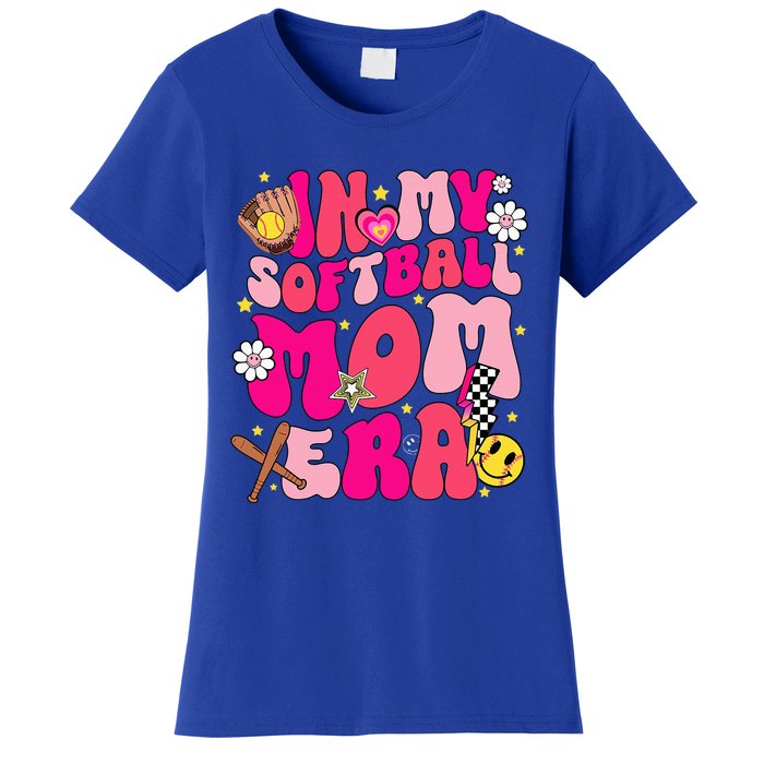 Groovy In My Softball Mom Era Mom Life Game Day Vibes Mama Women's T-Shirt