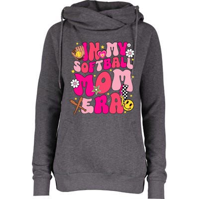 Groovy In My Softball Mom Era Mom Life Game Day Vibes Mama Womens Funnel Neck Pullover Hood