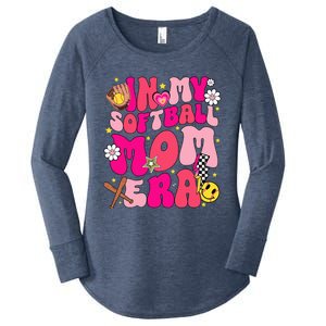 Groovy In My Softball Mom Era Mom Life Game Day Vibes Mama Women's Perfect Tri Tunic Long Sleeve Shirt