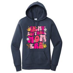 Groovy In My Softball Mom Era Mom Life Game Day Vibes Mama Women's Pullover Hoodie