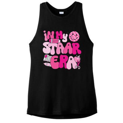 Groovy In My Staar Era Teacher Teacher Squad Test Day School Ladies PosiCharge Tri-Blend Wicking Tank