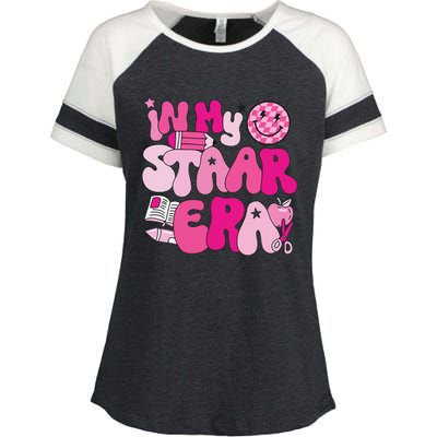 Groovy In My Staar Era Teacher Teacher Squad Test Day School Enza Ladies Jersey Colorblock Tee