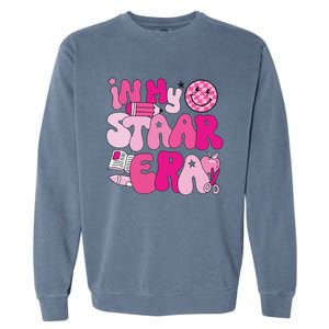 Groovy In My Staar Era Teacher Teacher Squad Test Day School Garment-Dyed Sweatshirt