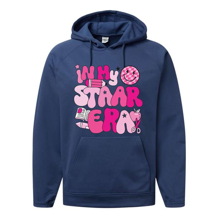 Groovy In My Staar Era Teacher Teacher Squad Test Day School Performance Fleece Hoodie