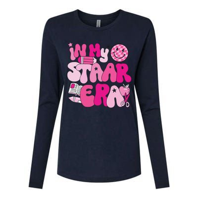 Groovy In My Staar Era Teacher Teacher Squad Test Day School Womens Cotton Relaxed Long Sleeve T-Shirt