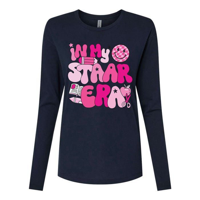 Groovy In My Staar Era Teacher Teacher Squad Test Day School Womens Cotton Relaxed Long Sleeve T-Shirt