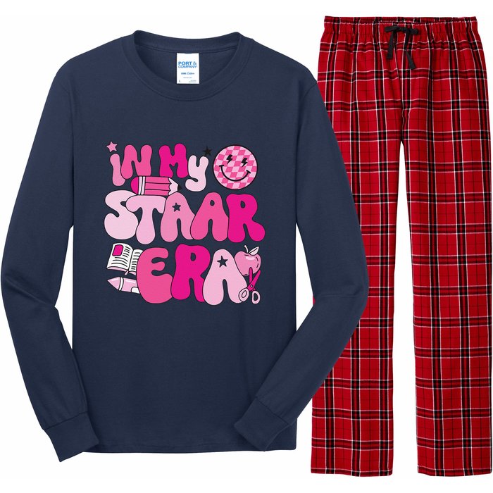 Groovy In My Staar Era Teacher Teacher Squad Test Day School Long Sleeve Pajama Set