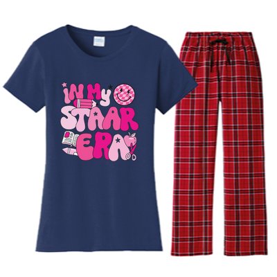 Groovy In My Staar Era Teacher Teacher Squad Test Day School Women's Flannel Pajama Set