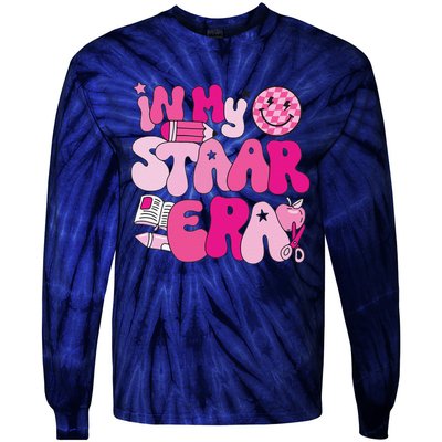 Groovy In My Staar Era Teacher Teacher Squad Test Day School Tie-Dye Long Sleeve Shirt