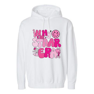 Groovy In My Staar Era Teacher Teacher Squad Test Day School Garment-Dyed Fleece Hoodie