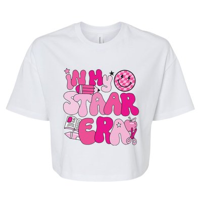 Groovy In My Staar Era Teacher Teacher Squad Test Day School Bella+Canvas Jersey Crop Tee