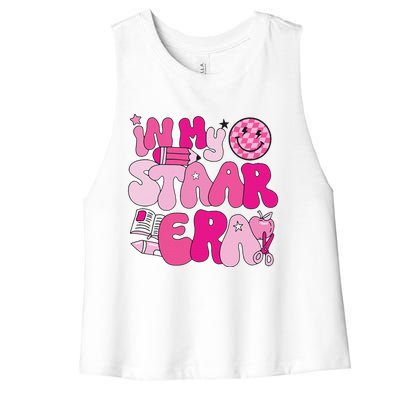 Groovy In My Staar Era Teacher Teacher Squad Test Day School Women's Racerback Cropped Tank