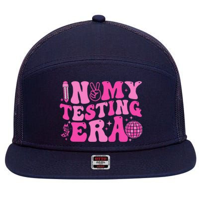 Groovy In My Testing Era Teacher Testing Day Motivational 7 Panel Mesh Trucker Snapback Hat