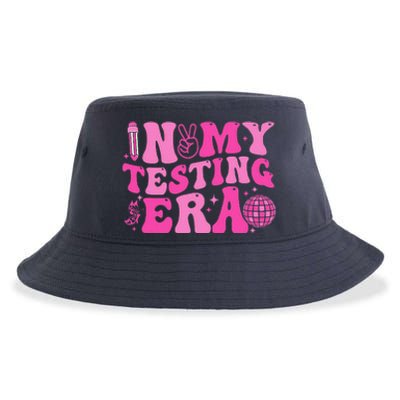 Groovy In My Testing Era Teacher Testing Day Motivational Sustainable Bucket Hat