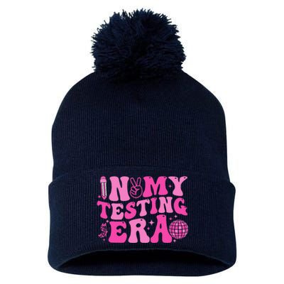 Groovy In My Testing Era Teacher Testing Day Motivational Pom Pom 12in Knit Beanie