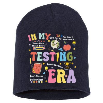 Groovy In My Testing Era Teacher Testing Day Motivational Short Acrylic Beanie