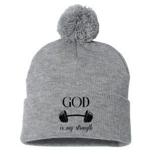 God Is My Strength Pom Pom 12in Knit Beanie